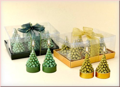 HELA Tannenbaum Teelichte 6-teiliges Set für Teelichthalter, 6X grün und 6X gelb – 2 Packungen