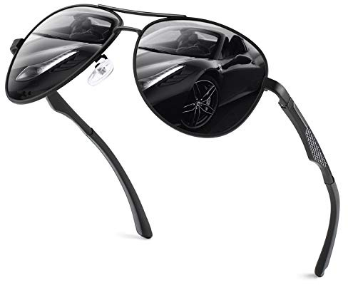 GQUEEN Classic Military Style Pilot Polarized Sunglasses Spring Hinges Al-Mg for Mens Womens MOS1