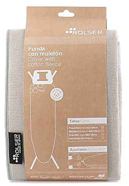 Rolser Bügelbrettbezug K-S, 100 % Baumwolle, Größe S, 120 x 42 cm, Natursandfarben