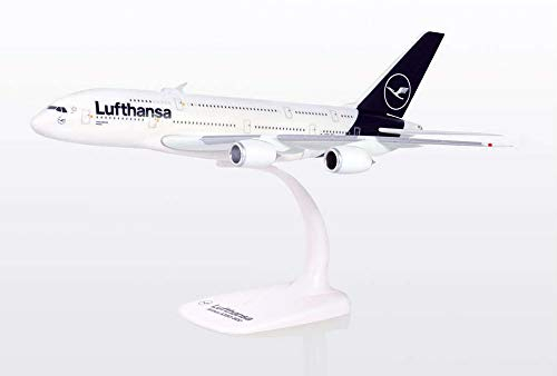 herpa 612319 - Airbus A380, Lufthansa Double Decker, Wings, Model Aeroplane with Stand, Model Making, Miniature Models, Collectible, Plastic, Snap Fit - Scale 1:250 multicoloured