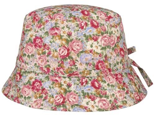 Lipodo Allover Flowers Stoffhut Bucket Hat Schleife Baumwolle Damenhut Frühling Sommer grün S (55-56 cm)