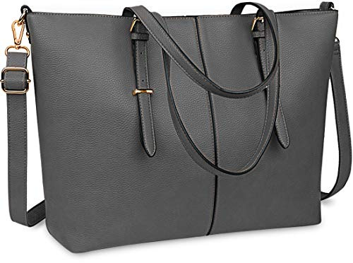 NUBILY Women Handbag Laptop Tote Bag 15.6 Inch Large Leather Shoulder Bag Designer Lightweight Computer Tote Bag Lady Stylish Handbags for Work Business School College Travel