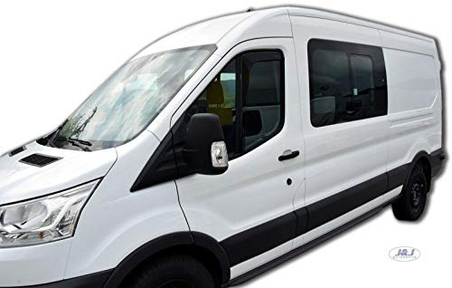 J&J AUTOMOTIVE Windabweiser passend für Ford Transit ab 2013 2tlg, Heko Regenabweiser Vorne Getönt Dunkel Passform