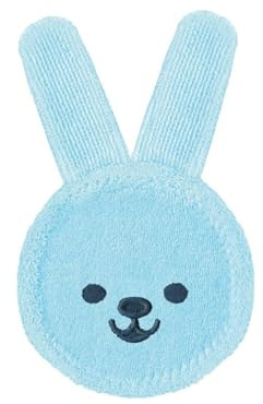 MAM Rabbit Beißring, Zahnpflegehandschuh aus Mikrofaser, 0+ Monate, Hellblau