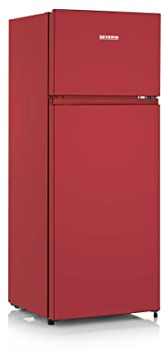 SEVERIN Frigorífico de dos puertas, 206 L (165/41), Clase Energética E, Iluminación LED, Silencioso - 40 dB, Rojo, DT 8763