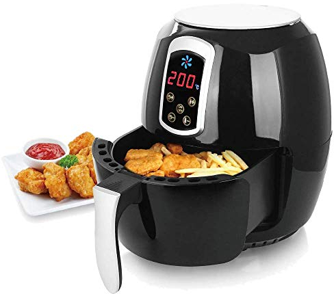 Epiq Heißluftfritteuse, Airfryer, Smart Fryer, Frittieren ohne Öl, 3,6 Liter Volumen, 1400 Watt, schwarz, Heissluft-Fritteuse, 80000530