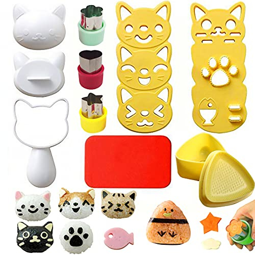 Cat Shape Rice Mold Bento Accessories for Cute Rice Ball Making | Cute cat-shaped rice balls mold, vegetable fruit cutter, DIY home bento boxes lunches picnic and creative meals