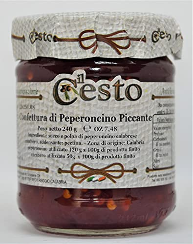 Confettura di Peperoncino Piccante Prodotto Tipici Specialità Italiana di Calabria (Grammi 200) - Marmellata, Prodotti Tipici Ideale per Merende ed Antipasti