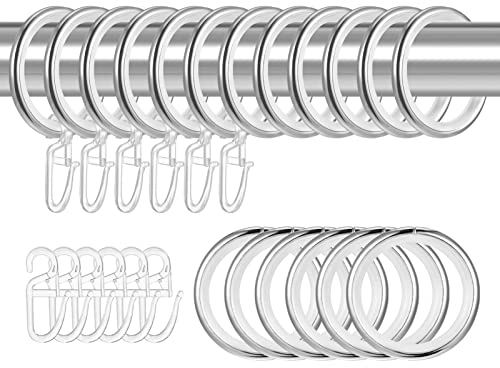 tonyg-p 20 Stücke Metall Vorhangringe Vorhang Hängend Ringe mit Gleiteinlage und Kunststoff Gardinenhaken für Fenster Tür Duschvorhänge, 30 mm Innendurchmesser (Silber)