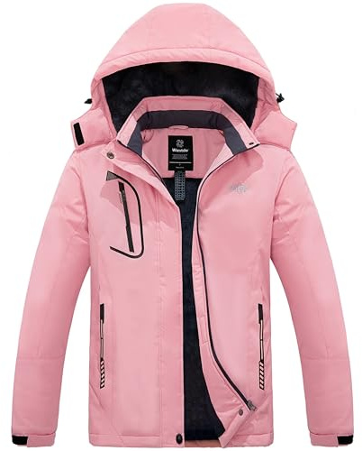 Wantdo Chaqueta de Esquí Impermeable Montaña Mujer Abrigo Rosa Coral XL