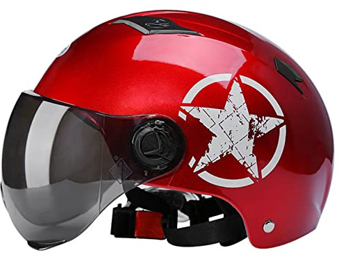 Casco de Chorro con Visera, Casco de Motocicleta de Casco de Scooter, Casco de Motocicleta para Adultos, ECE Homologado Casco de Choque de Cara Abierta de Cara