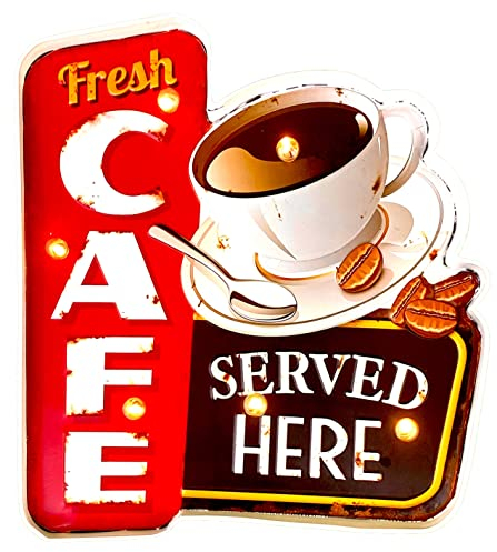 Insegna luminosa Per Ristoranti Accessori Caffetteria— Insegna Originale Diilihiiri Retrò Di American Retro Sign Company | Cafe Led Insegna Luminosa Per Pub E Bar. Accessori Da Cucina | 33x31x5cm