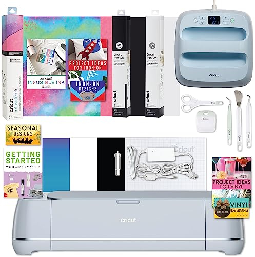 Cricut Maker 3 und Easy Press 3 Machine Combo Bundle DIY Schneidemaschine mit Easy Press Heat Press Machine (22,9 x 22,9 cm) ideal für individuelle T-Shirts, Tragetaschen, Kissen, DIY-Projekte,