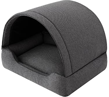 Hundehöhle Hundebett Katzenbett Hundehütte Haustierbett Hundehaus Hundeliegen Hundesofa Korb Sofa Hundekissen Schlafplatz, Graphit, 60x47 cm