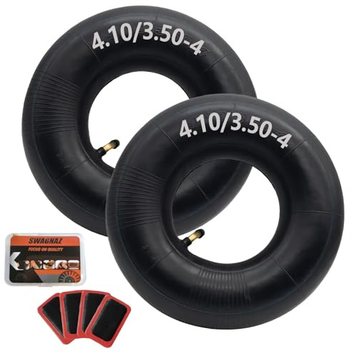 4.10/3.50-4 Tubes 4.10 3.50-4 Heavy Duty Tyre Inner Tube Fits Sack Truck Electric Tricycle, Wheelbarrow, Unicycle Truck, Lawn Mower and More Bend Valve, TR-87, Pack of 2 (4.10/3.50-4)