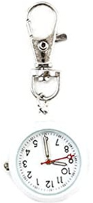 SEIWEI Orologio da tasca al quarzo con portachiavi, portatile, per infermieri, cuochi, escursionismo, arrampicata, bianco, Compatto