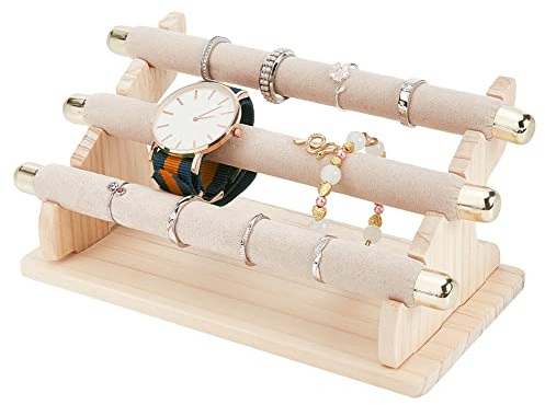 NBEADS 3-Tier Ring Display Ständer, Mode-Stil Abnehmbarer Finger Samt Ring Display Ständer Mit Goldenem Ende Schmuckhalter für Anzeigen von Ringen Eheringen Schmuck Lagerung Organize