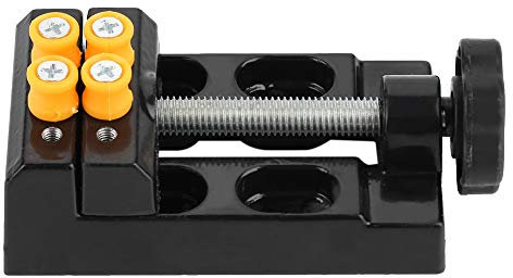 SYH&AQYE Mini Flat Clamp Bench Vice, Lightweight Jewelry Clamp Vice Repair Tool with Horizontal Groove for Garage, Hobby Work, Workshop, Model Makers