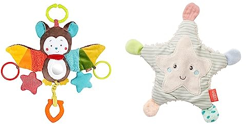 Fehn Activity-Spieltier Fledermaus – Baby Motorikspielzeug für Kinderwagen & Knister Seestern – Activity Baby Raschel Spielzeug zum Greifen und Spielen -für Babys und Kleinkinder ab 0+ Monaten