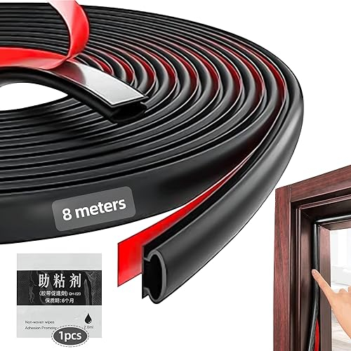 Fensterdichtung tür Dichtungsband Selbstklebend 8mx10mm Türdichtung Gummidichtung Dichtungsgummi Dichtungsstreifen Türdichtungen für Türdichtung Fenster Schalldämmung Windschutz (8m x 10 mm)