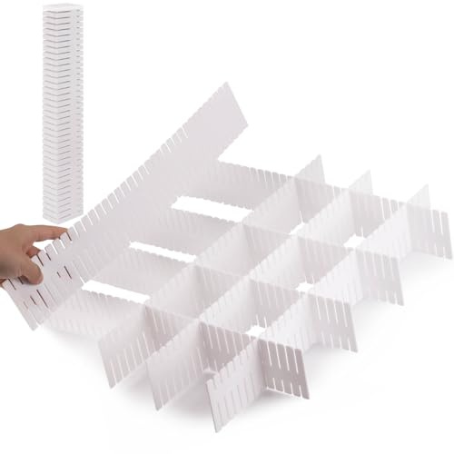 Ohlove 20Pcs Drawer Organizer Dividers 17x2.8 Adjustable Storage Organizer Separator for Socks, Underwear, Makeup, Kitchen, Dresser