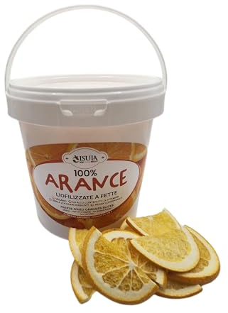 Arance fresche liofilizzate a mezze fette - arance disidratate a freddo per cocktail professionali - frutta fresca liofilizzata - frutta secca per cocktail - confezione da 1 litro - 70 pezzi circa