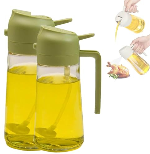 Spruzzatore e dispenser for olio in vetro 2 in 1, spruzzatore for olio da cucina 2 pezzi, spruzzatore for bottiglia di olio in vetro multifunzione for distributori di olio da cucina Gadget da cucina (