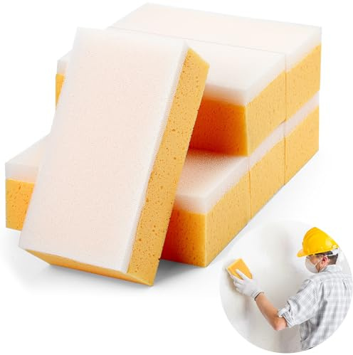 Gisafai 6 Pcs Drywall Wet Sanding Sponge 9 x 4.5 x 3.1 Inch Washable Reusable Drywall Sanding Blocks for Smoothing and Finishing Surfaces Tools Wiping dust