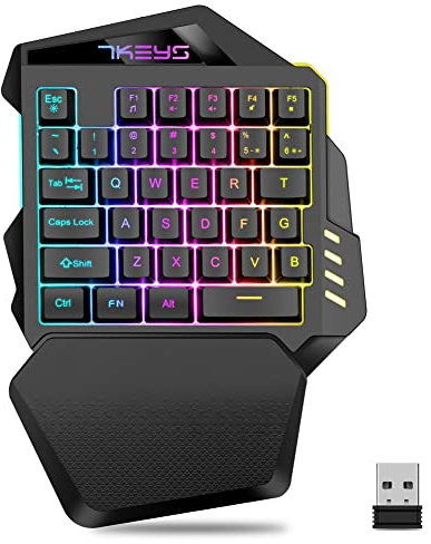 Kochenty Teclado inalámbrico mecánico para juegos con una sola mano, retroiluminado RGB, mini teclado portátil controlador de juego para PC Gamer