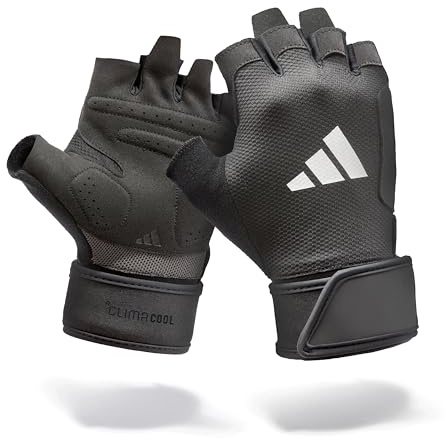 adidas Strength Trainingshandschuhe – Schweißableitend, Gepolstert mit Handgelenksstütze Größe XL | Fingerlose Fitnesshandschuhe – Aeroready-Technologie, Wildleder-Polsterung, Klettverschluss