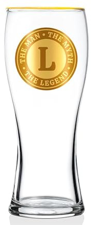 Onebttl Personalised Beer Glass for Men, Funny Custom Alcohol Gifts for Beer Lovers, Unique Christmas Birthday Gifts for Him, The Man The Myth The Legend, L