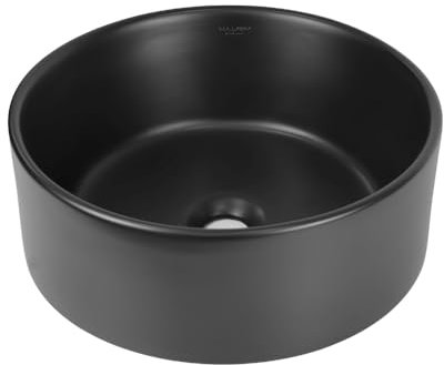 Lavabo Da Appoggio Ceramica Nero Opaco Tondo Arredo Bagno 41,5x41,5x13,5 Cm
