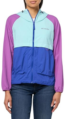 Columbia Womens Spire Valley Windbreaker, Clematis Blue/Spray/Razzle, Medium