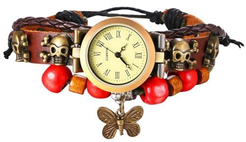 JewelryWe Orologio da Donna in Pelle Classico: Orologio Vintage con Ciondolo Stella Marina Numero Romano
