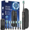 Brosse À Dent Électrique Soniques pour Adultes - Brosse A Dent Sonique avec 8 Têtes de Brosse et Étui de Voyage, 5 Modes, Étanche IPX7, Brosse A Dent Electrique de Voyage Rechargeable, Noir