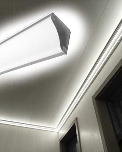 ENHEN Molduras Techo Juego de 6 Difusores de Tiras LED Lineales, Molduras de Techo o Rodapié para Iluminación Indirecta de Cocina o Pasillo, Sistema de Canal LED Decorativo de 1 m