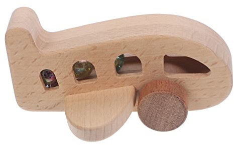 TOYANDONA Holzspielzeug Flugzeug Rassel Natürlicher Buchenholz Spielzeugflieger Für Kleinkinder Pädagogisches Hand- -koordination Und Kreativität Für Mädchen Ab Monaten