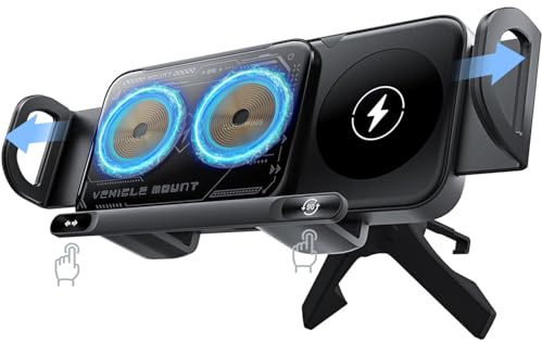 SooPii 15W Fast Wireless Charger Auto Handyhalterung Mit Ladefunktion, Induktion Doppelspule Kabellose Kfz-Ladegeräte, Schnelles Qi Ladestation für Galaxy Z Fold 6/5/4/3/2 LPhone 16/15 Goolge