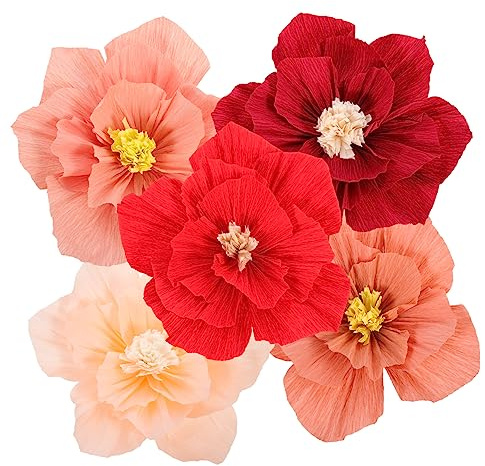 Housoutil Satz Papierblumen Dekoration aus Dickem Papier Selbstgemacht Bastelblumen zur Wand und Partydeko Zierliche Künstliche Blütenköpfe für Zuhause und Festlichkeiten