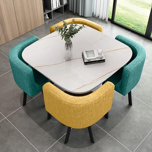 Modernes rundes Konferenztisch-Set – Stilvoller 80 cm Esstisch mit Stühlen für Haus, Garten oder Restaurant – ideale Frühstücksbar und Küchenmöbel