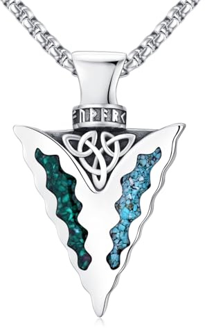 TwoAnts Wikinger-Pfeil-Halskette für Herren, 925er-Sterlingsilber, Pfeilspitzen-Anhänger, Wikingerschmuck, Geschenk für Damen, klein, Sterling Silber, Kein Edelstein