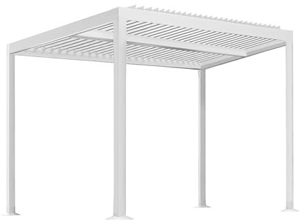 Estosa - Pergola Bioclimatica In Alluminio In Varie Misure Con Luci LED A 3 Livelli, Pannello Solare E Telecomando Inclusi Ideale Come Gazebo Esterno Resistente Da Giardino (Bianco, 3x3)