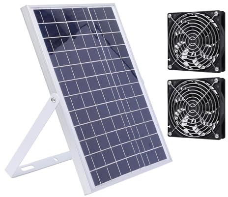 Kit Ventola Solare Doppia per Raffreddamento Serra e Ventilazione Pannello Fotovoltaico Esterno