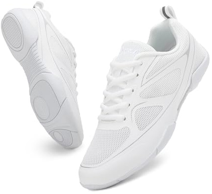 Kvwqoty cheerleader skor barn cheerleading skor flickor cheer dans gymnastik sneakers säkerhet flexibla träningsskor tennis sneakers, Vit, 40 EU