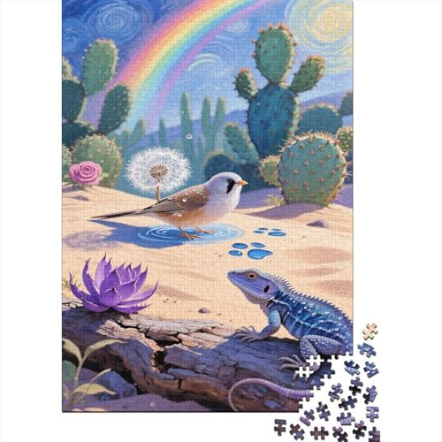 Zebra Finch Jigsaw 1000 Pieces Cactus Decoration Puzzle for Adults And Kids Gift High Difficulty Game Challenging Puzzles 1000pcs (75x50cm)