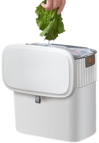 Poubelle Avec Couvercle – Boîte À Ordures Métallique Ronde 30L Avec Système Basculant, Accessoire Robuste Résistant | Corbeille De Tri Pratique Pour Jardin Bureau Chambre Hôtel Restaurant Collecte