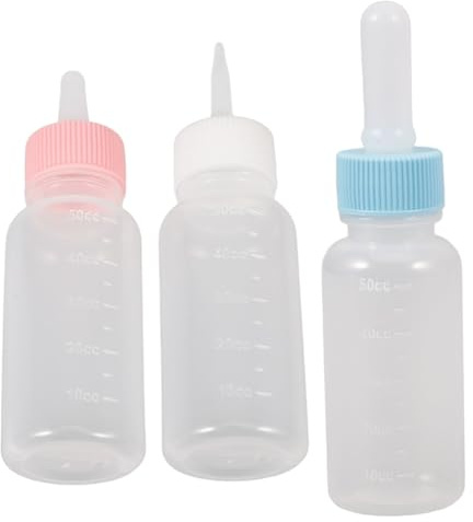 Gadpiparty 3 Stück-Pack Pet Aufzuchtflaschen 50 Ml aus Bruchfestem Kunststoff für Welpen Kätzchen Kaninchen Welpenmilch Unterwegs
