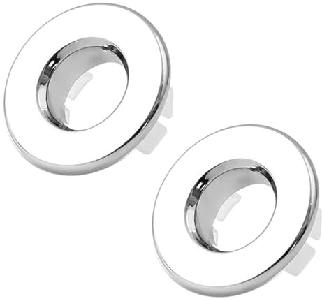 2 Pcs Sink Overflow Ring, Replacement Overflow Cover for Sinks, Washbasin Round Overflow Cover, Replacement Parts for Domestic Sinks, Suitable for Kitchens, Bathrooms and Toilet Washbasins (Silver)