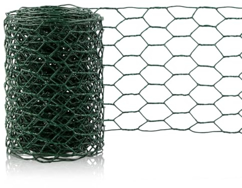 Garden Poultry Green Chicken Wire 3m x 10cm Metal Mesh Roll Hexagonal for Chicken Coop Flower Arranging Green Chickens Pet Rabbit Plant Wires Garden Netting Fencing DIY Decor Crafts