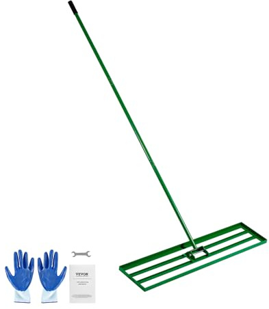 VEVOR Rastrillo nivelador para césped 121,5 x 25,2 cm Mango de Acero Longitud 198 cm, rastrillo nivelador para jardín, Campos de Golf, Arena, Terreno, Compost, Placa de aleación de Aluminio